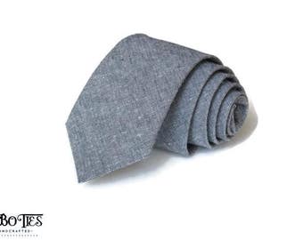 Gray Linen Necktie~Anniversary Gift~Wedding Tie~Mens Gift~Boys Necktie~Mens Necktie~Wedding~HoBo Ties~Mens Tie~Gray Linen Tie~Dark Gray