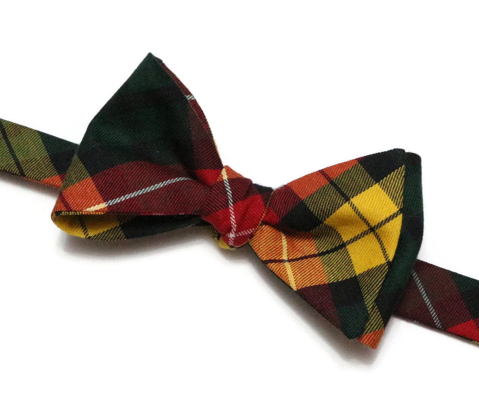 Mens Tartan Plaid Bow Tiered Yellow & Greenself Tie Bow Etsy