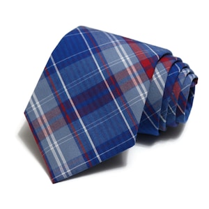 Blue & Red Plaid Necktie~Anniversary Gift~Wedding Tie~Necktie~Mens Gift~Boys Necktie~Mens Necktie~Newport Plaid~Blue~Green~Mens Cotton Tie