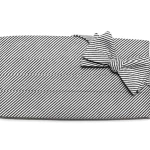 Black Seersucker Stripe Cummerbund & Bow Tie~Mens Cummerbund Set~Mens Formal Wear~Groomsmen~Groom~Self Tie Bow Tie~Men Gift~Wedding