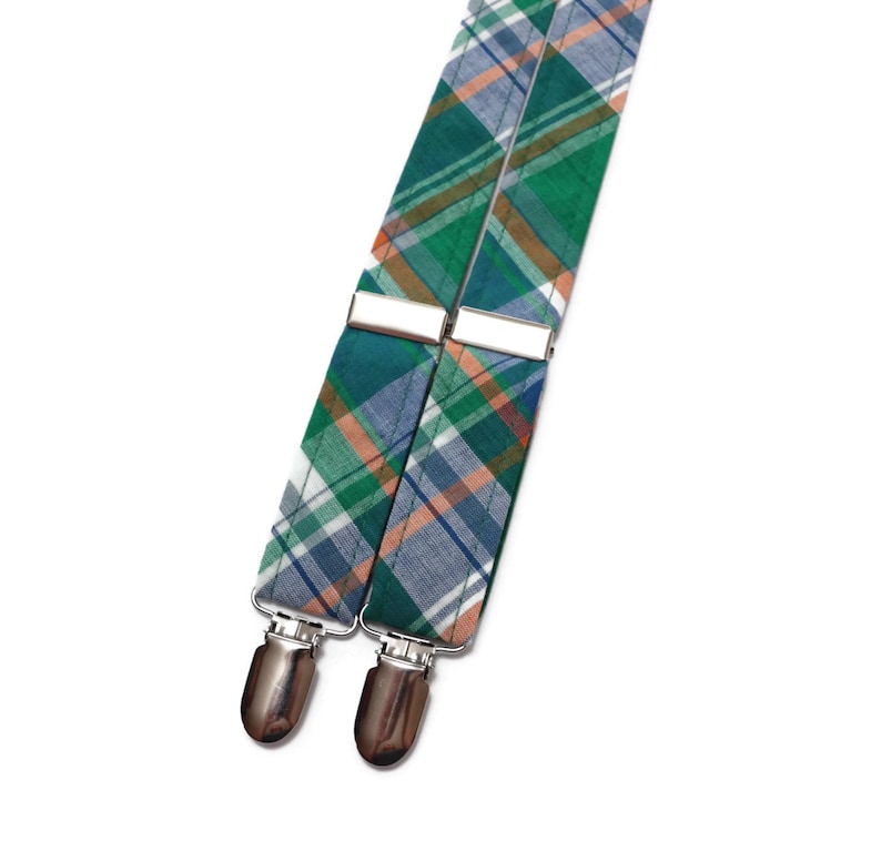 SALE~Boys Madras Plaid Suspenders~Blue~Green~Orange~Boy Suspenders~Wedding Suspenders~Wedding~Boys Bow Tie~Boys Suspender Set~Infant