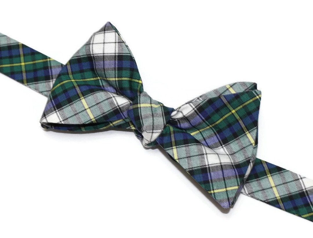 Mens Tartan Plaid Bow Tiekelly Green & Blue Plaidself Tie Bow Tiepre