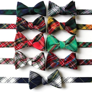 Tartan Plaid Bow TieMens Self Tie Bow TieMens Pre TiedAnniversary GiftWedding TieHoBo TiesCotton Bow TieMens GiftWeddingMens Plaid image 1