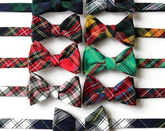 Tartan Plaid Bow Tie~Mens Self Tie Bow Tie~Mens Pre Tied~Anniversary Gift~Wedding Tie~HoBo Ties~Cotton Bow Tie~Mens Gift~Wedding~Mens Plaid