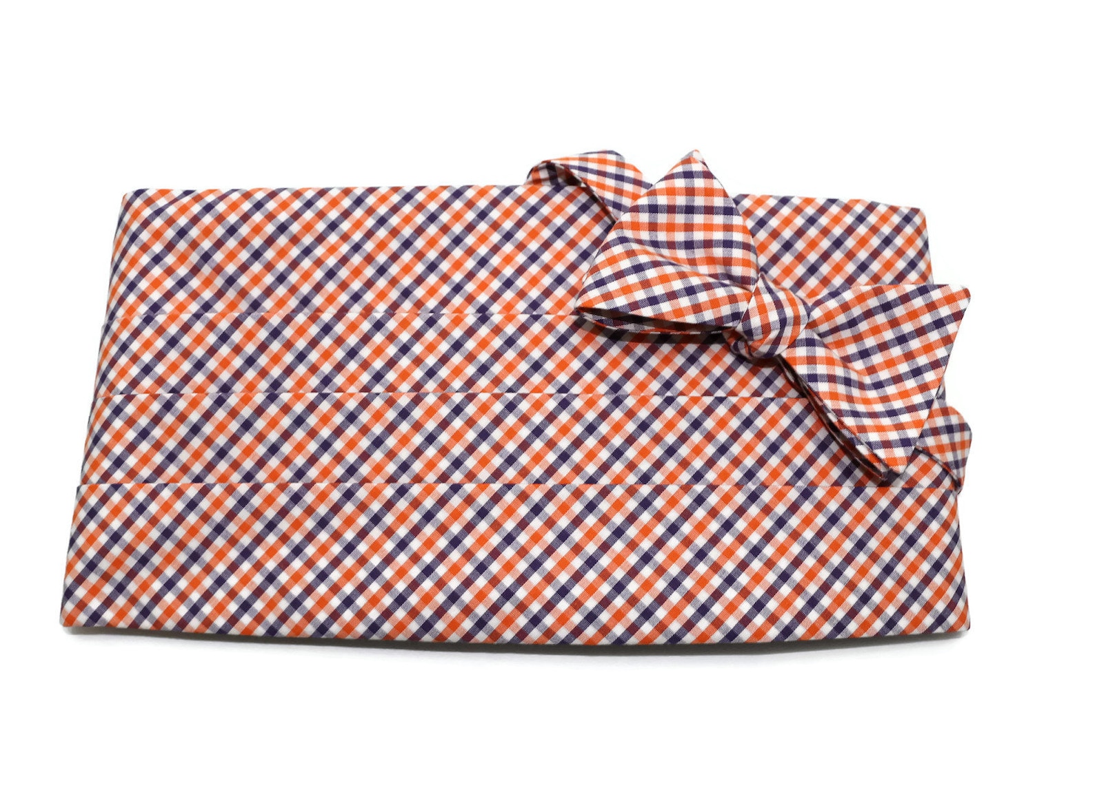 Mens Cummerbund Setpurple & Orange Tattersall Cummerbundmens Etsy
