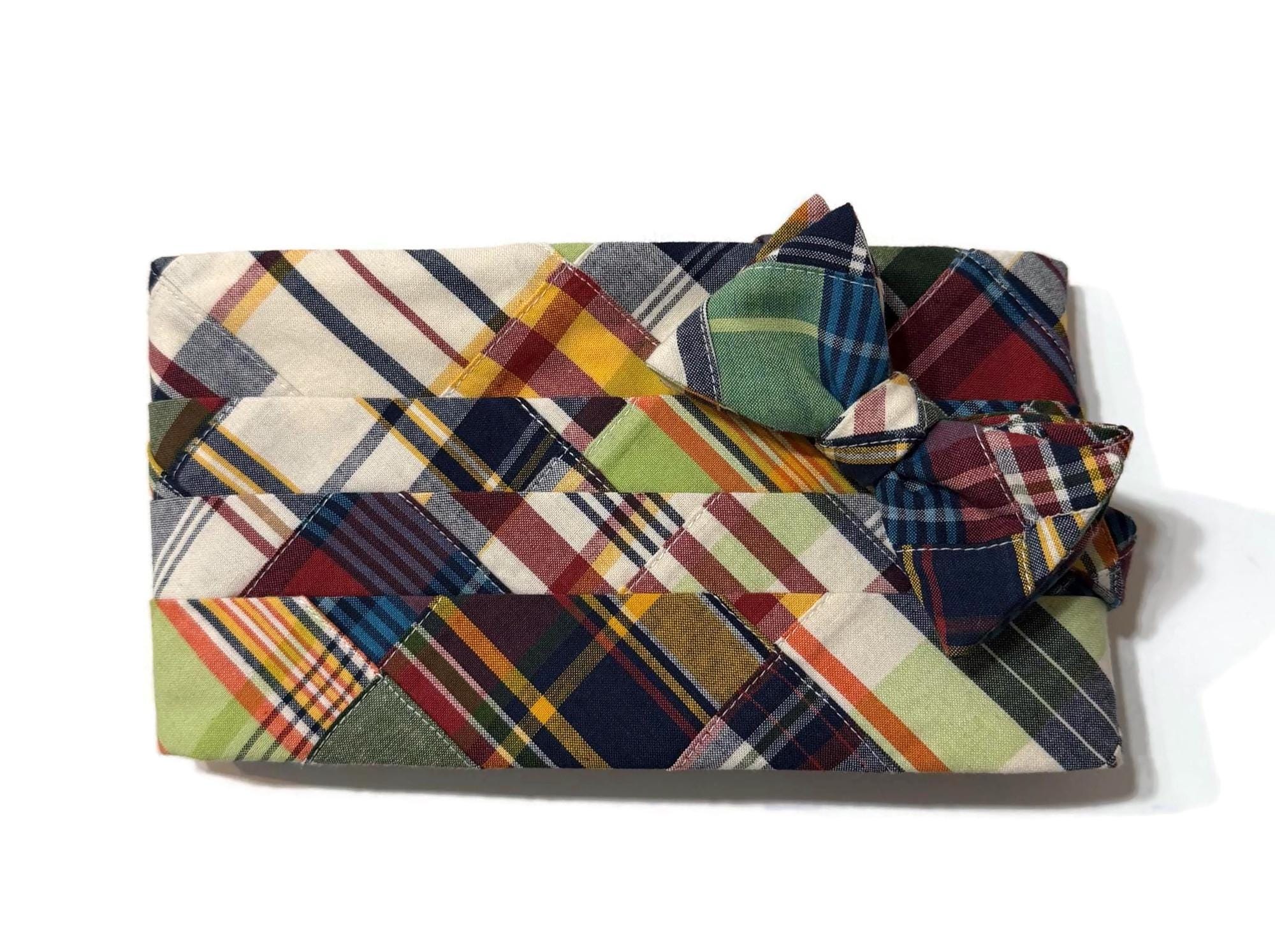Patchwork Madras Cummerbund and Bow Tie Set for Men | Plaid Formal