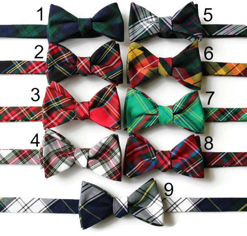 Tartan Plaid Bow TieMens Self Tie Bow TieMens Pre TiedAnniversary GiftWedding TieHoBo TiesCotton Bow TieMens GiftWeddingMens Plaid image 2