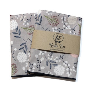 Gray and Navy Floral Pocket Square~Wedding Accessory~Anniversary Gift~Mens Handkerchief~White~Pink~Burgundy~Blue