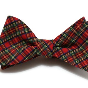 Mens Tartan Plaid Bow Tie~Red Green & Blue~Self Tie Bow Tie~Pre-Tied Bow Tie~Plaid Bow Tie~Groom Bow Tie~Groomsmen Bow Tie~Wedding Accessory