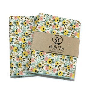 Cream Rosa Floral Pocket Square - Rifle Paper Co Fabric - Wedding Accessory - Cotton Anniversary - Men&#39;s Pocket Square - Rifle Paper Co Rosa