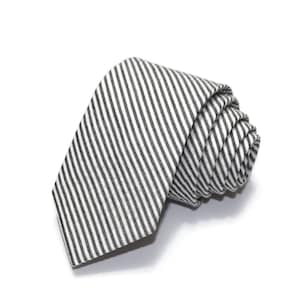 Black Stripe Seersucker Necktie~Cotton Necktie~Anniversary Gift~Wedding Tie~Mens Gift~Cotton Tie~Mens Tie~Black Tie
