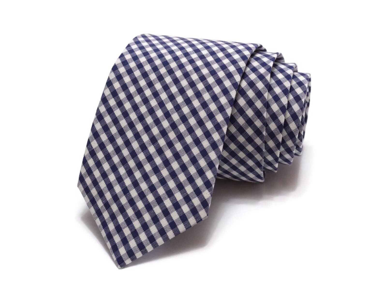 Navy Blue Gingham Check Necktieanniversary Giftwedding Etsy