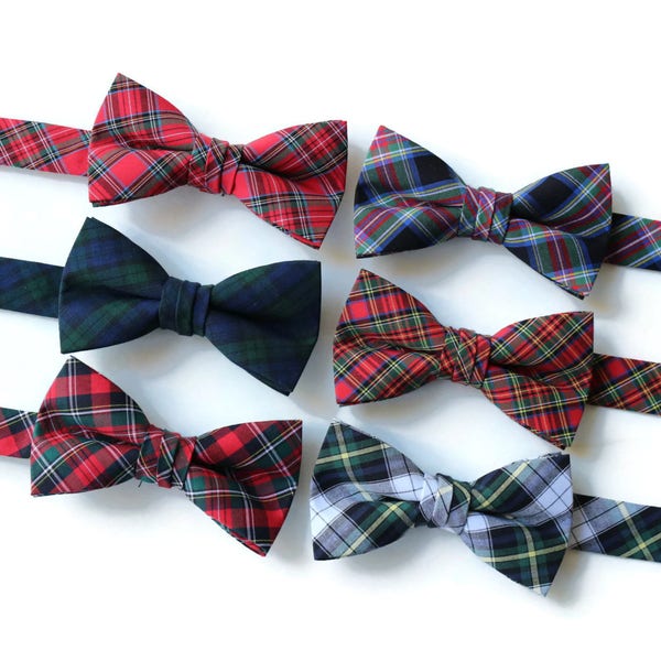 Boys Tartan Plaid Bow Ties~Boys Bow Tie~Boys Plaid Bow Ties~Cotton Bow Tie~Church Tie~Winter Wedding~Fall Wedding~Ring Bearer~Christmas Tie