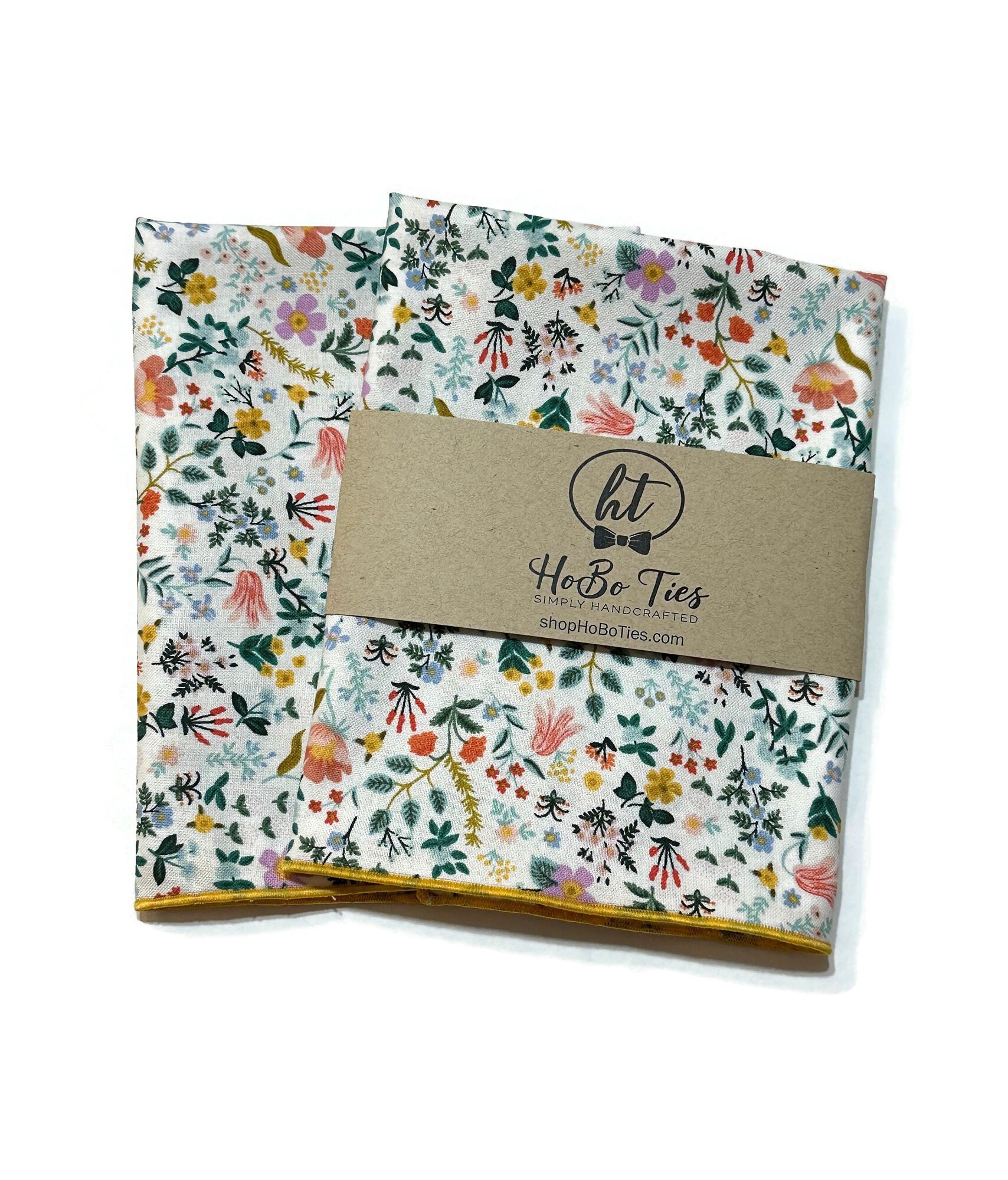 White Bramble Fields Floral Pocket Square - Rifle Paper Co Fabric - Trendy Wedding Accessory - Men's Pocket Square - Modern Mens Gift