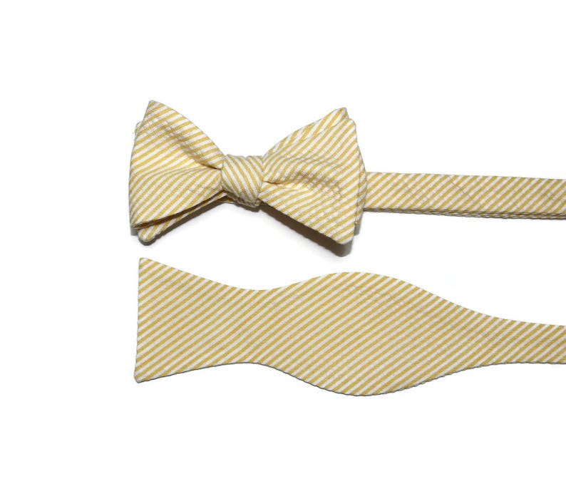 Lemon Yellow Seersucker Stripe Cummerbund /& Bow Tie~Mens Cummerbund Set~Mens Formal Wear~Groomsmen~Groom~Self Tie Bow Tie~Men Gift~Wedding