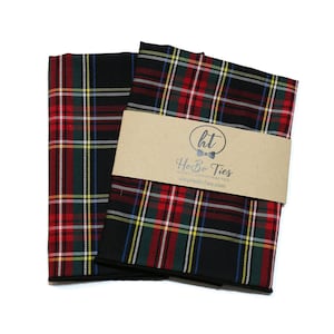 Tartan Plaid Pocket Square~Black~Red~Hunter Green~Wedding Accessory~Anniversary Gift~Preppy Gift~Christmas Pocket Square~Mens Pocket Square