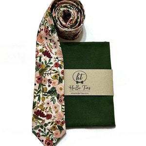 Rose Garden Party Petite Floral Necktie Rifle Paper Co W/ Olive Pkt Sq