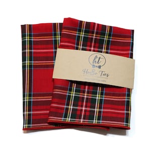 Tartan Plaid Pocket Square~Red~Hunter Green~Yellow~Wedding Accessory~Anniversary Gift~Preppy Gift~Christmas Pocket Square~Mens Pocket Square