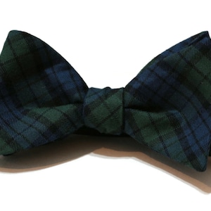 Mens Tartan Plaid Bow Tie~Navy Blue & Green~Self Tie Bow Tie~Pre-Tied Bow Tie~Plaid Bow Tie~Groom Tie~Groomsmen Bow Tie~Blackwatch Plaid Tie