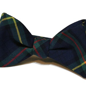 Mens Tartan Plaid Bow Tie~Navy Blue~Red~Hunter Green~Self Tie Bow Tie~Pre-Tied Bow Tie~Plaid Bow Tie~Groom Bow Tie~Groomsmen~Christmas Tie