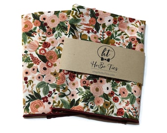 Rose Garden Party Petite Floral Pocket Square - Rifle Paper Co Fabric - Wedding Accessory - Men's Pocket Square - Modern Mens Gift