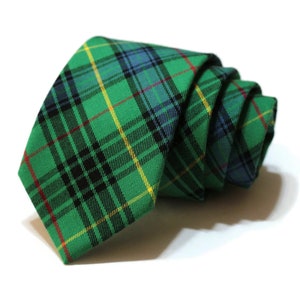 Tartan Plaid Mens Necktie~Cotton Necktie~Anniversary Gift~Wedding Tie~Mens Skinny Necktie~Mens Gift~Skinny Tie~Blue Green Red Yellow Plaid