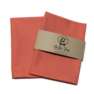 Coral Cotton Pocket Square~Wedding Accessory~Anniversary Gift~Preppy Gift~Mens Cotton Pocket Square~Solid~Pocket Square~Salmon Kona