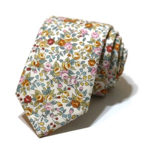 Burnt Orange & Pink Floral Necktie~Floral Tie~Anniversary Gift~Wedding Tie~Mens Gift~Boys Necktie~Mens Necktie~Wedding~HoBo Ties~Mens Tie