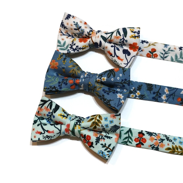 Boys Metallic Wildwood Floral Bow Ties~Boys Bow Tie~Cotton Tie~Flower Bow Tie~Church Tie~WeddingTie~Ring Bearer~Hunter~Pink~Green~Sage~Rose