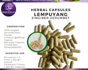 100-500 CAPSULES of (Zingiber zerumbet)  ,Herbs spices Organic WildCrafted