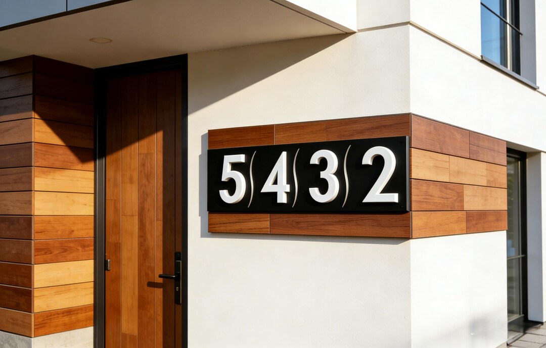 Segmented Sign Custom Horizontal Address Sign, Wood and Mirror Acrylic House Numbers ...