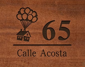Letrero de madera personalizado para la dirección, placa de madera maciza con el número de la casa, letrero rústico para el hogar con el nombre de la calle, letrero personalizado para la puerta exterior, 8 x 5 pulgadas.