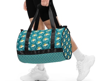 Bolsa de gimnasio con estampado integral de sol y nubes.