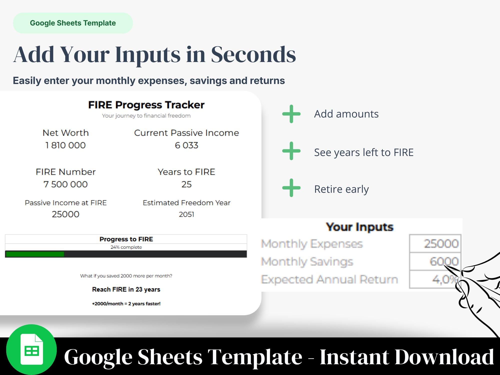 FIRE Progress Tracker | Financial Independence Spreadsheet (digital ...