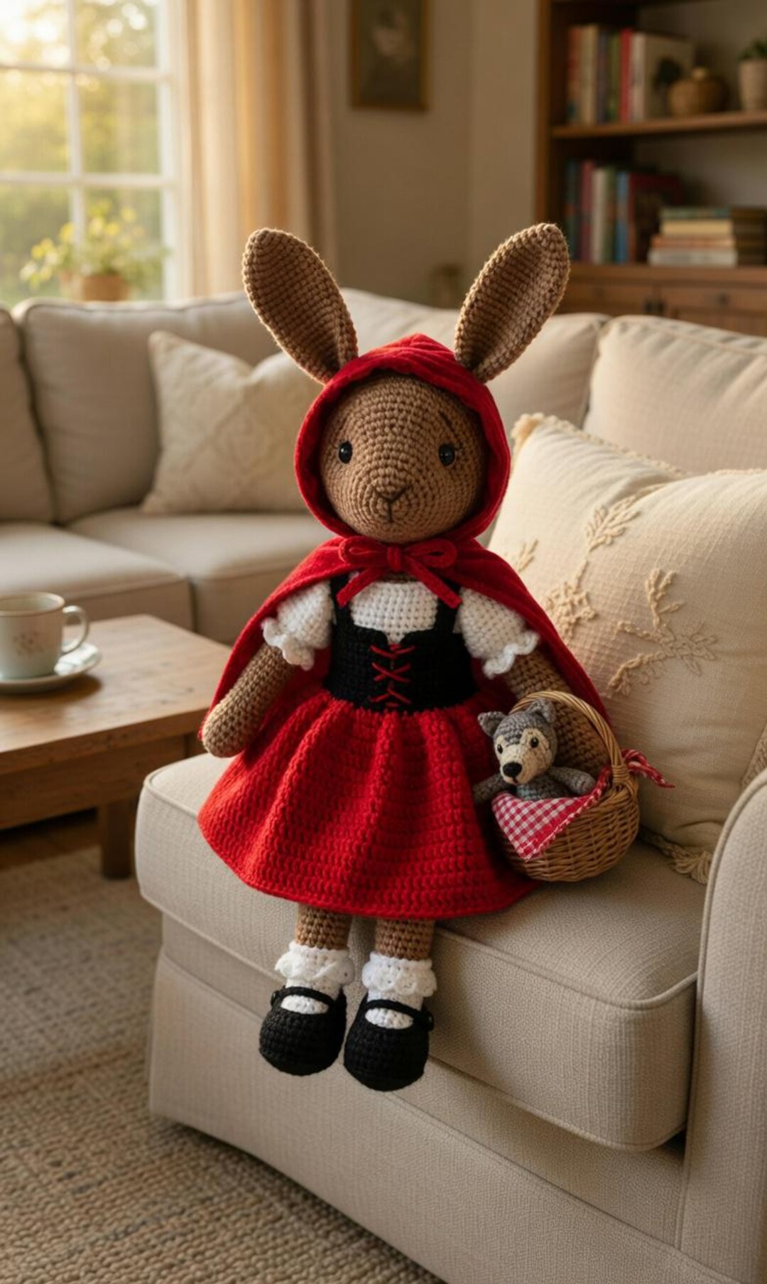 Little Red Rabbit Crochet Pattern, Hooded Cape Amigurumi Bunny Toy (PDF ...