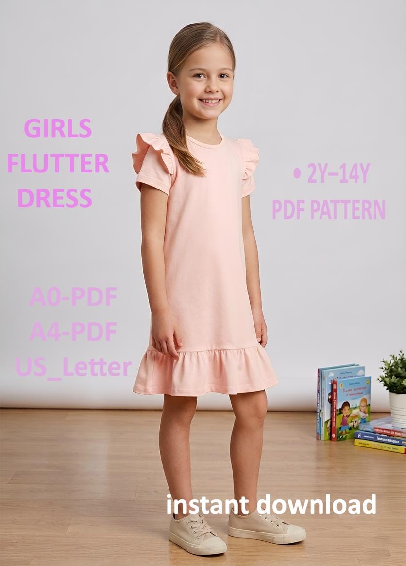 20 Kids' Dress Patterns for Sewing Moms Who Don't Have All Afternoon 6 Girls Dress Sewing Pattern PDF Flutter Sleeve Dress Pattern Toddler…