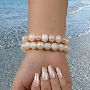 Armband van natuurlijke zoetwaterparels, elastische stapelarmband met echte barokparels voor dames, bruidssieraden, cadeau voor haar