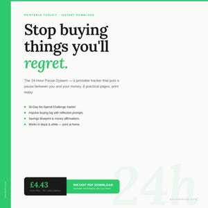 Impulse Spending Tracker – Stop Wasting Money & Buying Things You Regret | 24 Hour Rule Printable