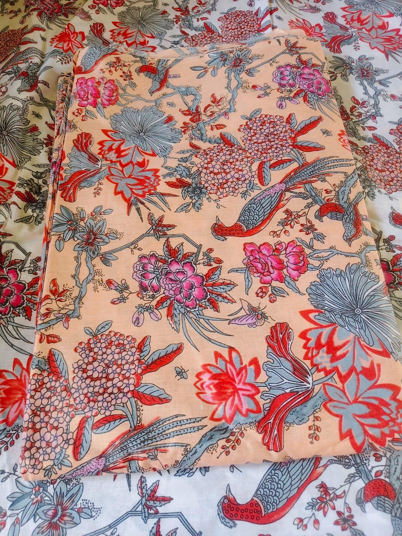 Indian Bird Print Cotton Fabric ; Dressmaking & Home Decor - Etsy