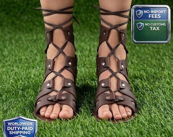 Men's Brown Leather Gladiator Sandals – Historical Reenactment & LARP Costume Footwear
