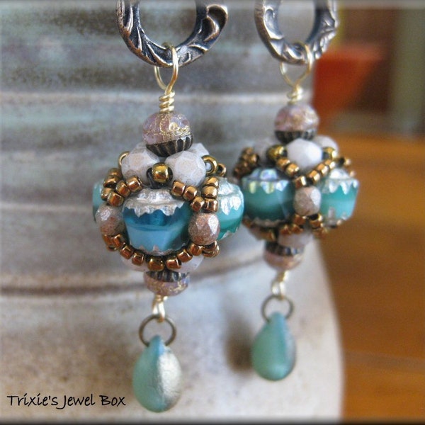 KIT- Mario's Magic Beaded Bead Earrings TOO KIT - Marbled Ocean Blue Colorway!