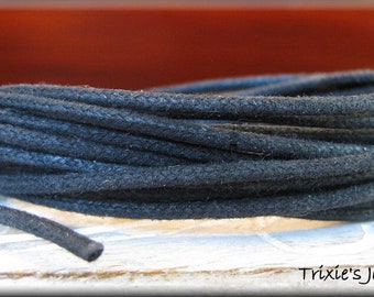 2mm Black Waxed Cotton Cord - 50 cents per yard, you select the length!