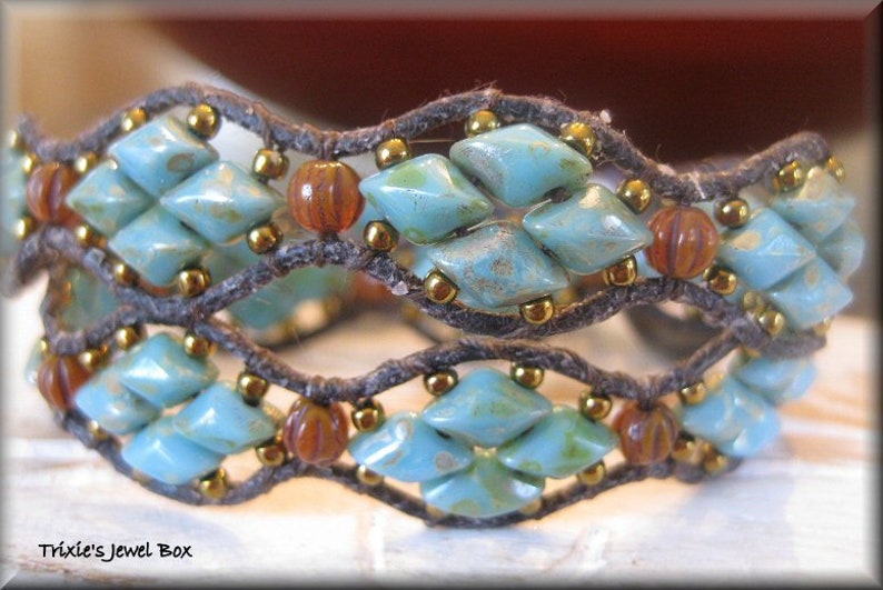 KIT Diamonds for Holly Wrap with Ring Bracelet Beadweaving KIT Turquoise Colorway image 3