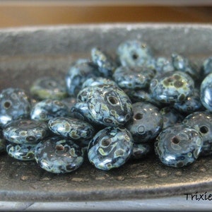 6mm Czech Glass Disk Spacer Beads - Black Picasso, 50 Beads