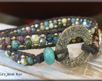 KIT - Simply Zen III Double Wrap Bracelet Beadweaving Kit - Multicolor "Beach Stone" Colorway