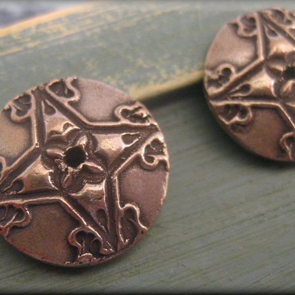 Handmade Solid Bronze Bead Caps - One Unique Pair!