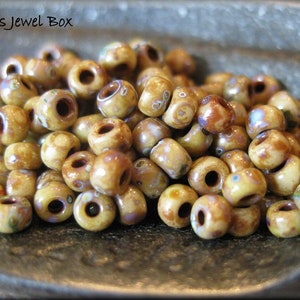 Size 8/0 Miyuki Round Seed Beads -  Brown Picasso, 10 grams