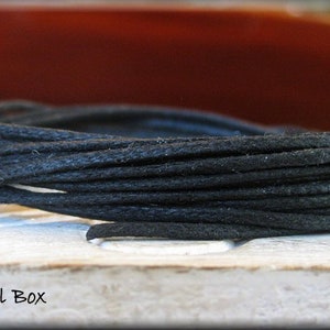 1mm Black Waxed Cotton Cord - 50 cents per yard, you select the length!