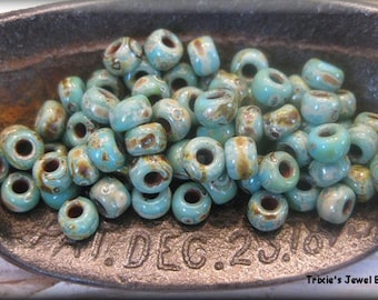 BACK IN STOCK! Size 6/0 Miyuki Seed Bead -  Blue Turquoise Picasso, 10 grams/approx. 134 beads