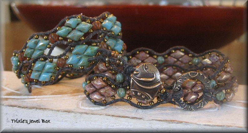 KIT Diamonds for Holly Wrap with Ring Bracelet Beadweaving KIT Turquoise Colorway image 2